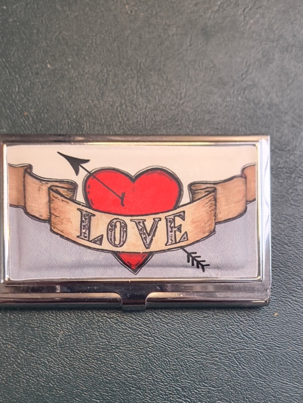 Brighton Red Heart LOVE Card Holder with Tan Banner